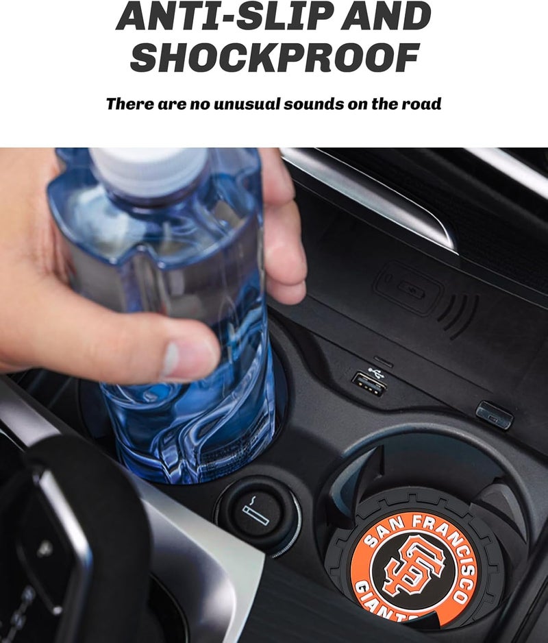 Kaleduo 2PCS Car Cup Holder Coaster,Auto Cup Holder Insert Coaster for San Francisco Giants Baseball Fans, Non-Slip Car Drink Holder Mat, Interior Accessories, SF Giants - Image 4